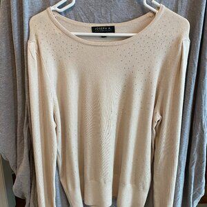 JOSEPH A. BLACK WITH RHINESTONE ACCENT SWEATER SZ MEDIUM LONG SLEEVE